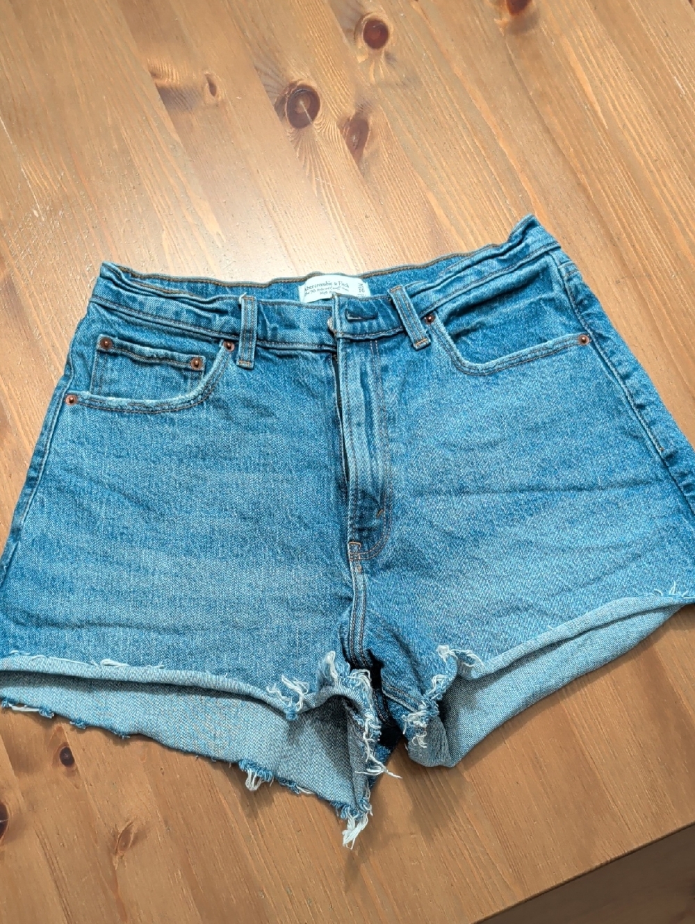 Abercrombie & Fitch Light Blue High-Rise Denim Shorts